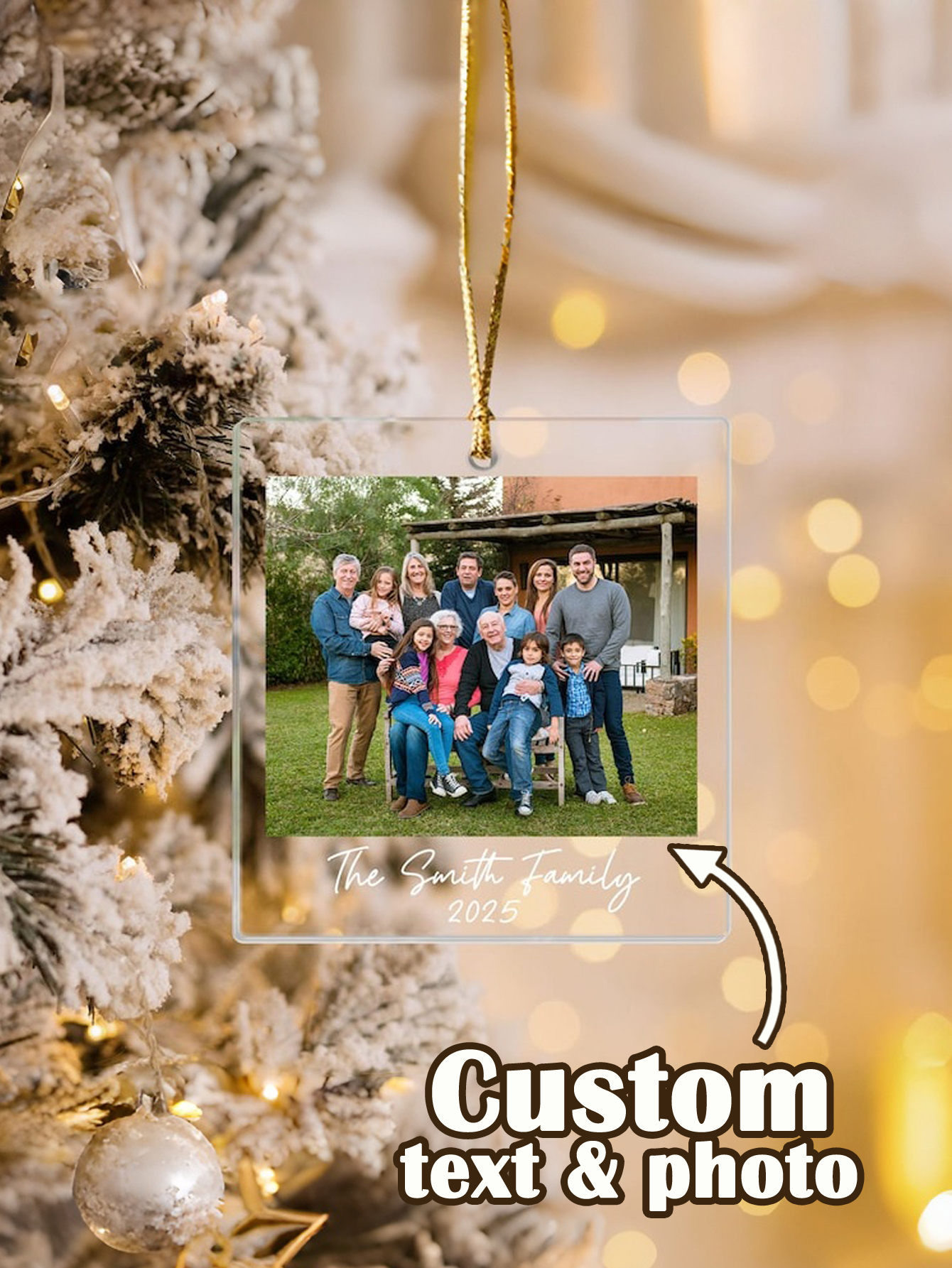 Custom Family Photo Christmas Ornament 2025